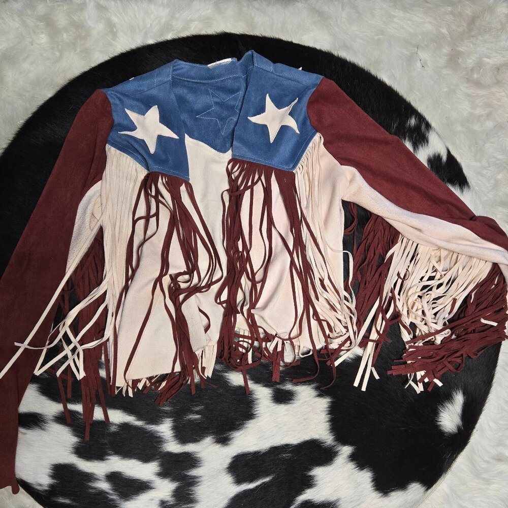 Miranda Lambert Red White Blue Patriotic Cropped Duster Blazer S